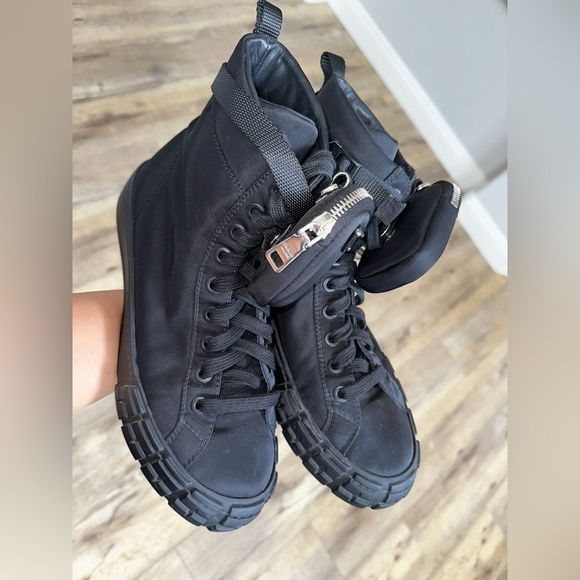 Prada nylon high top sneakers size 11 retail $1,500 sold - Picture 6 of 16